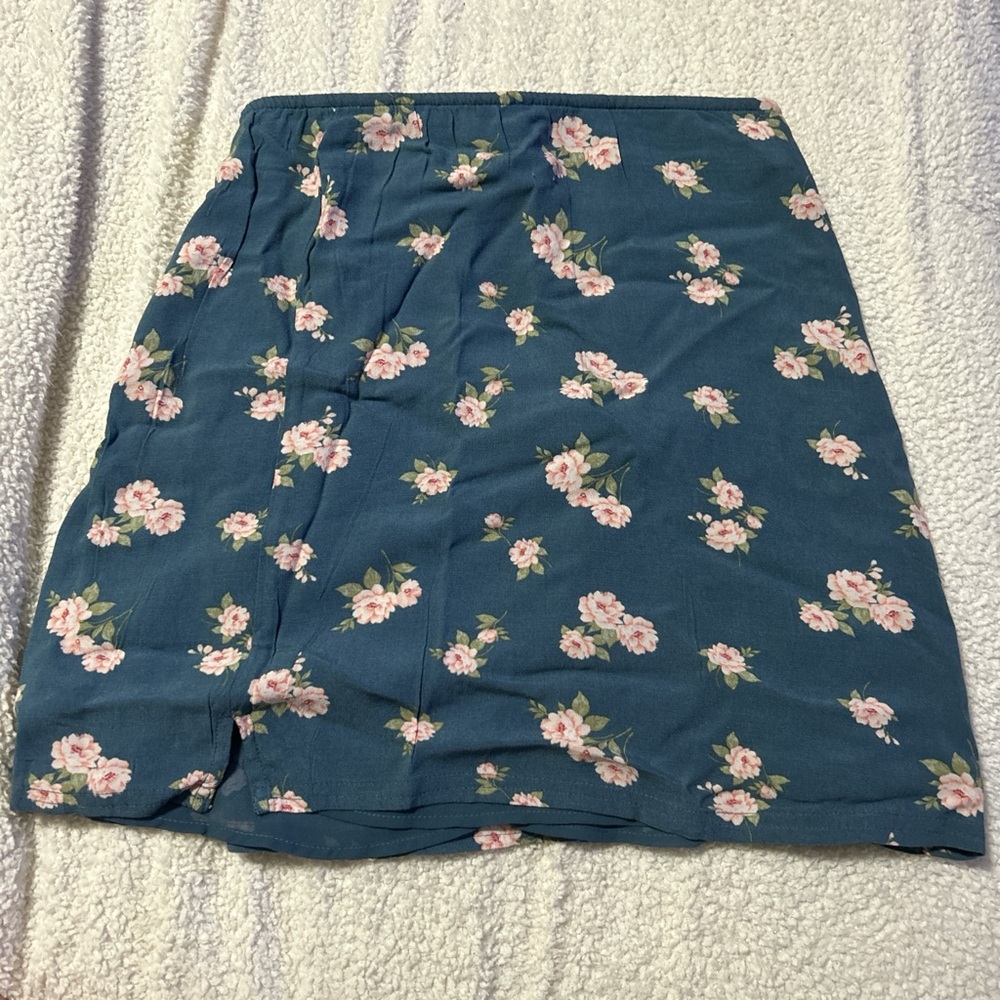American Eagle Outfitters Floral Teal Pencil Skirt